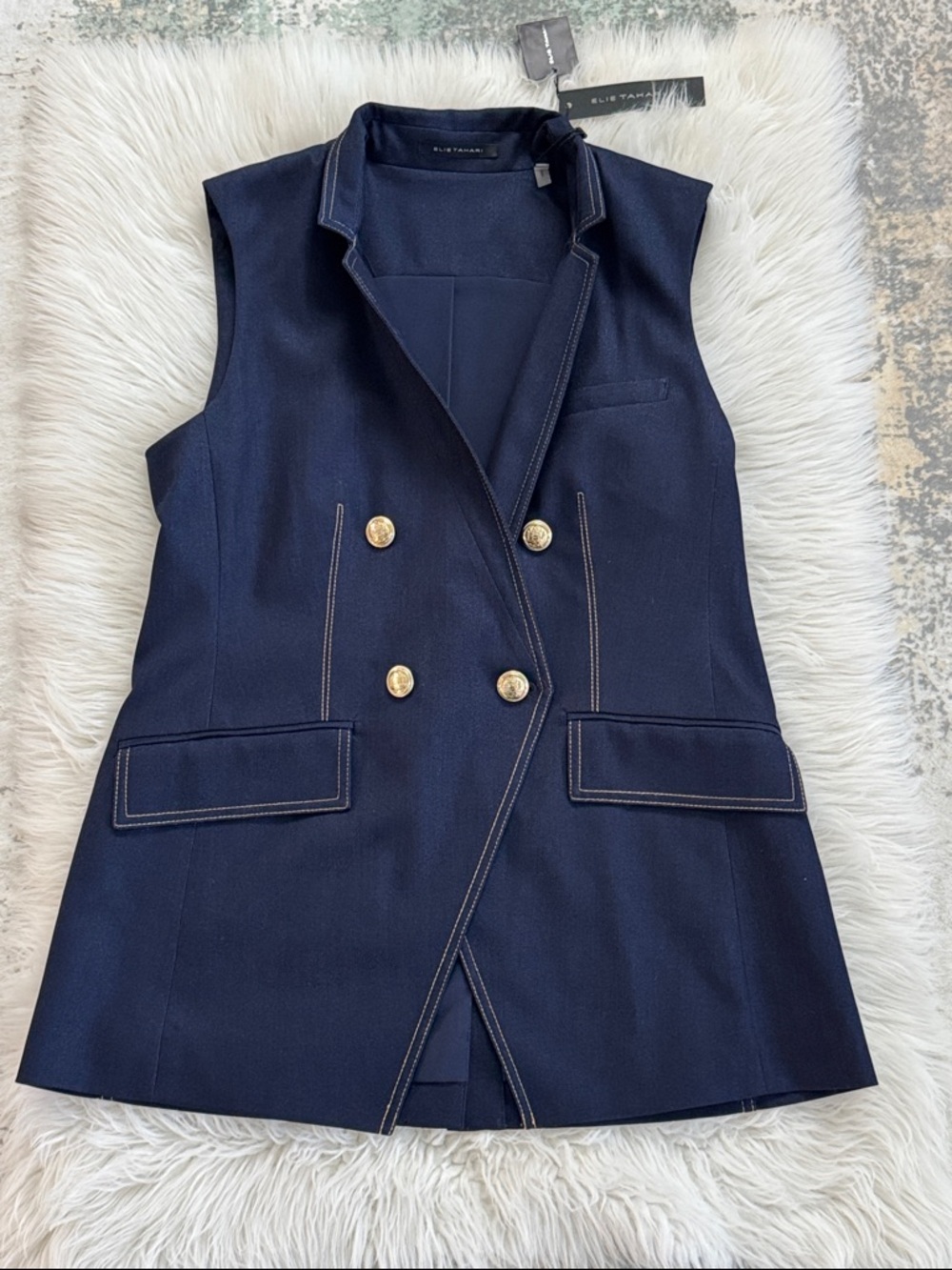 Elie TAHARI Midnight Blue Women's Blazer-Vest